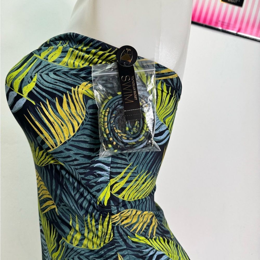 Victoria's Secret Green and Yellow Leaf Print One Piece Swimsuit Sz Small NWT - Picture 5 of 7